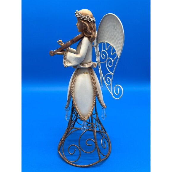 Decorative Angel Figurines Musical Theme Wire Frame Metal Base Set - Picture 9 of 12
